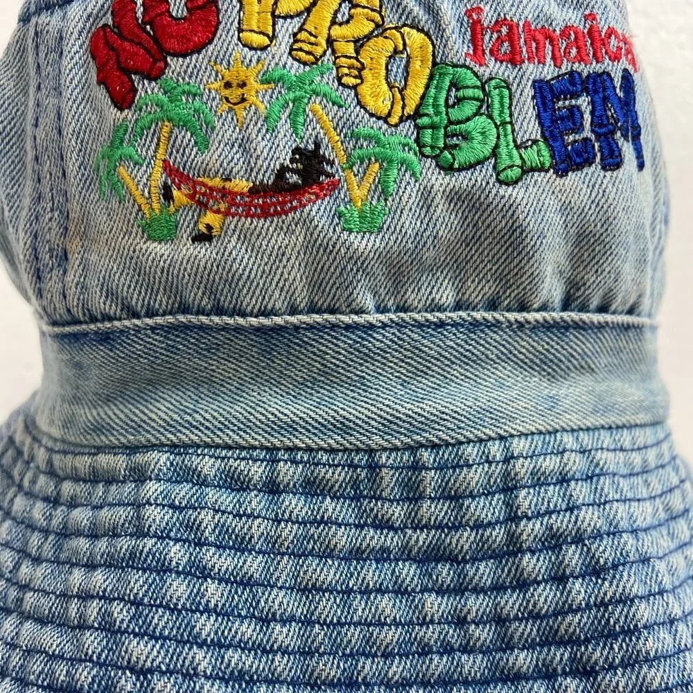 Vintage Denim Panama Cap Hat Jamaica